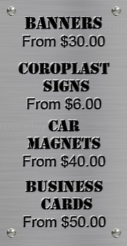 special pricing banners coroplast signs car magnets business cards